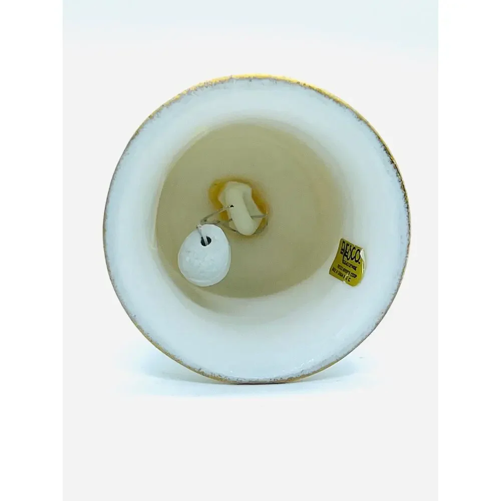 VTG Enesco 50th Golden Wedding Anniversary Porcelain‎ Bell White & Gold Floral